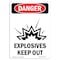 Signmission Safety Sign, OSHA Danger, 10" Height, Explosives Keep Out, Portrait OS-DS-D-710-V-1215 - alternate 1